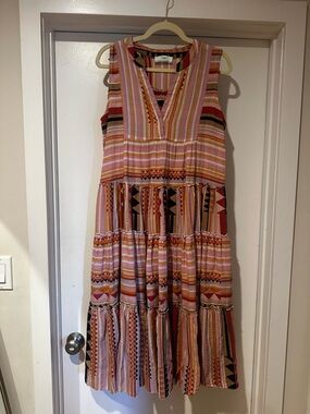 Devotion TWINS Sleeveless Tiered Maxi Dress - Pink & Rust